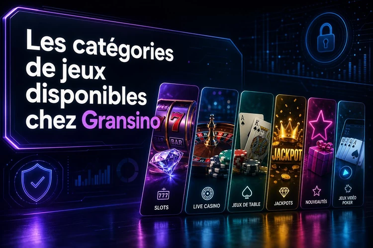 Les catégories de jeux disponibles chez Gransino